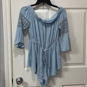 Hint of blush baby blue romper